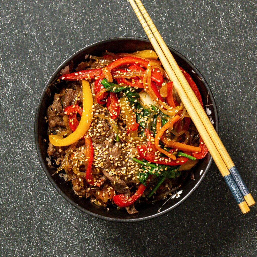 Stir Fried Sweet Potato Noodles (Japchae)