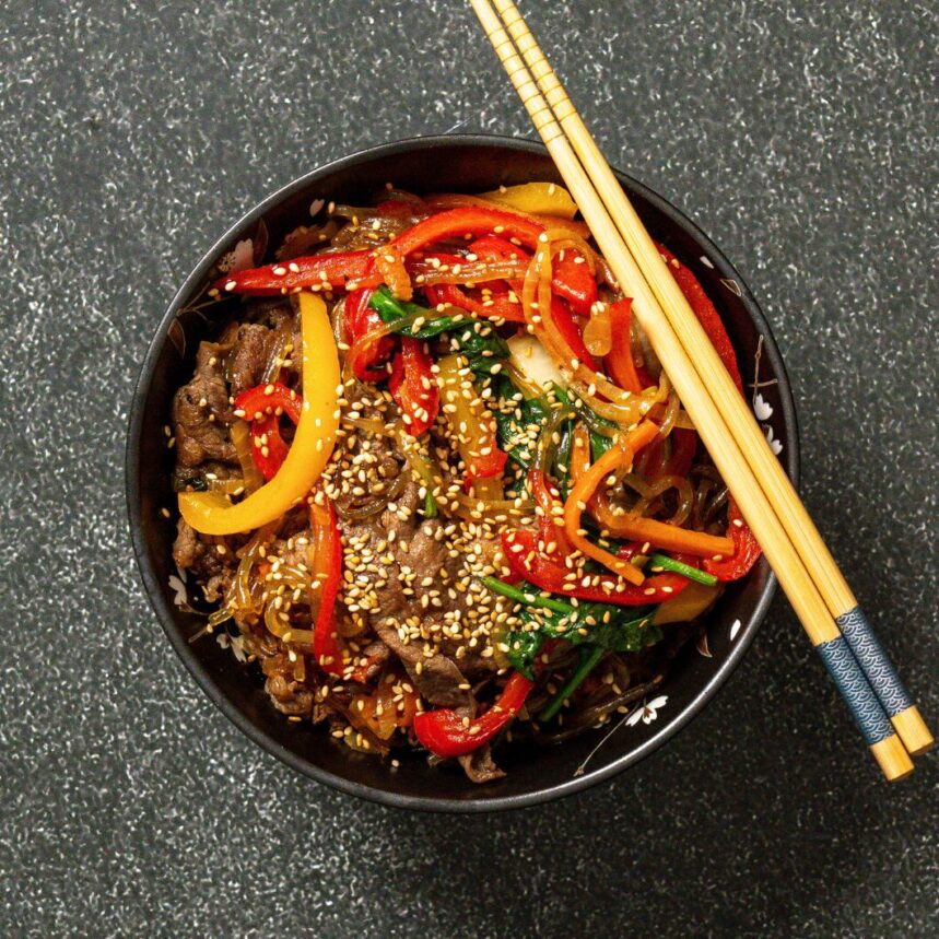 Stir Fried Sweet Potato Noodles (Japchae)