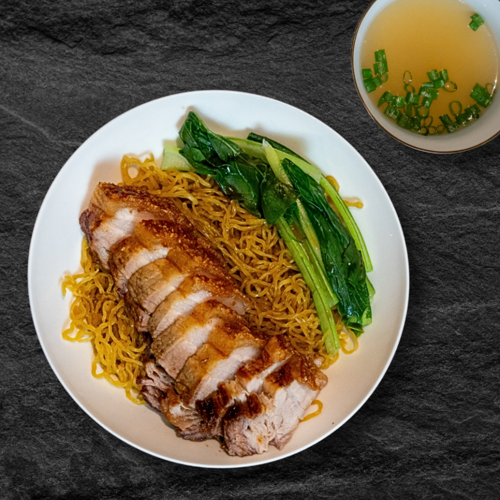 Crispy Roast Pork On Dry Egg Noodles