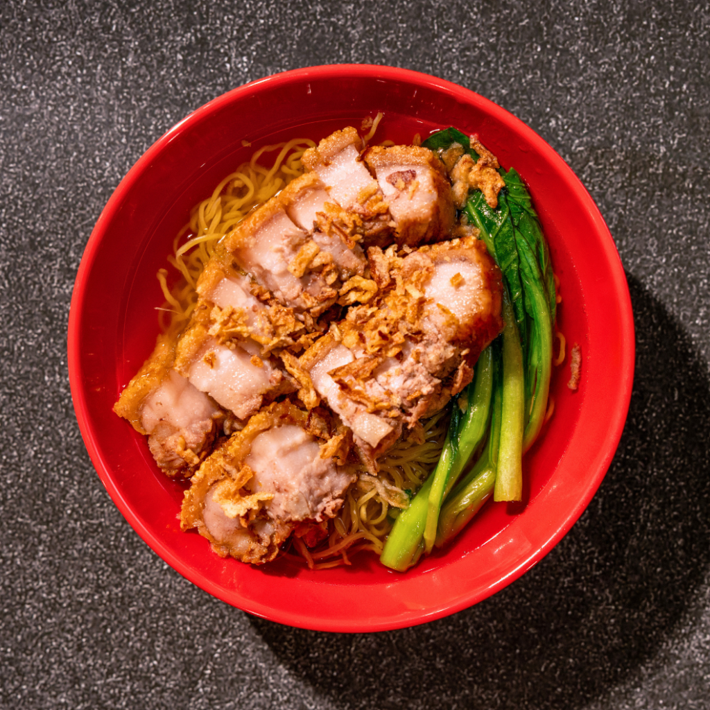 Crispy Roast Pork Egg Noodle Soup