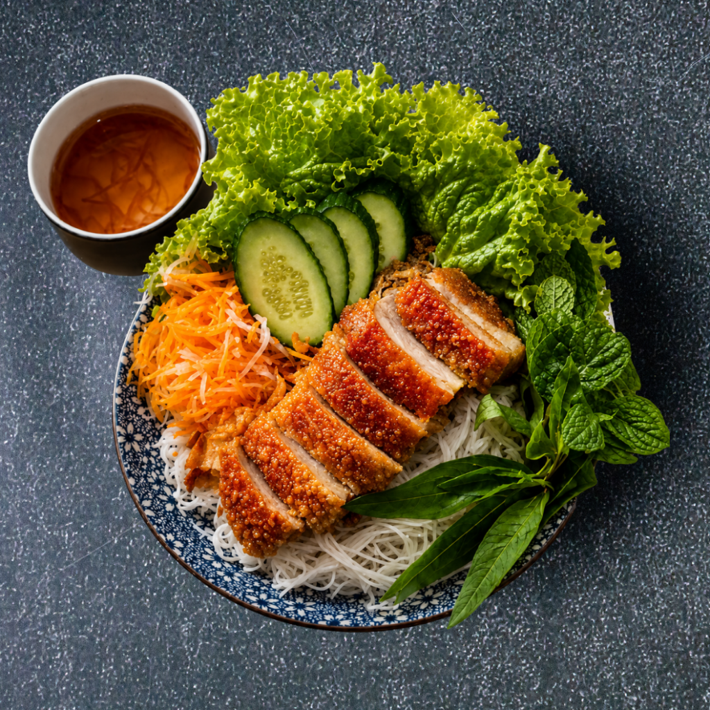 Vermicelli Noodles With Crispy Roast Pork (Bún Heo Quay)