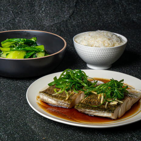 Steamed Barramundi with Ginger and Spring Onions