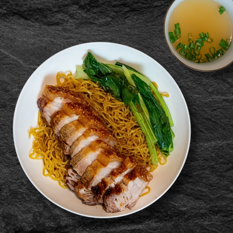 Crispy Roast Pork On Dry Egg Noodles